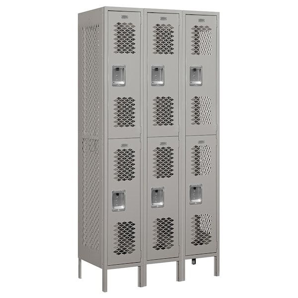 Wardrobe Locker, 36" W, 18" D, 78" H, (3) Wide, (6) Openings, Gray